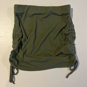 Olive green ribbed mini skirt